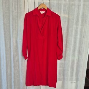 Vintage Silk Dragon Silk Midi Red Women's Dress